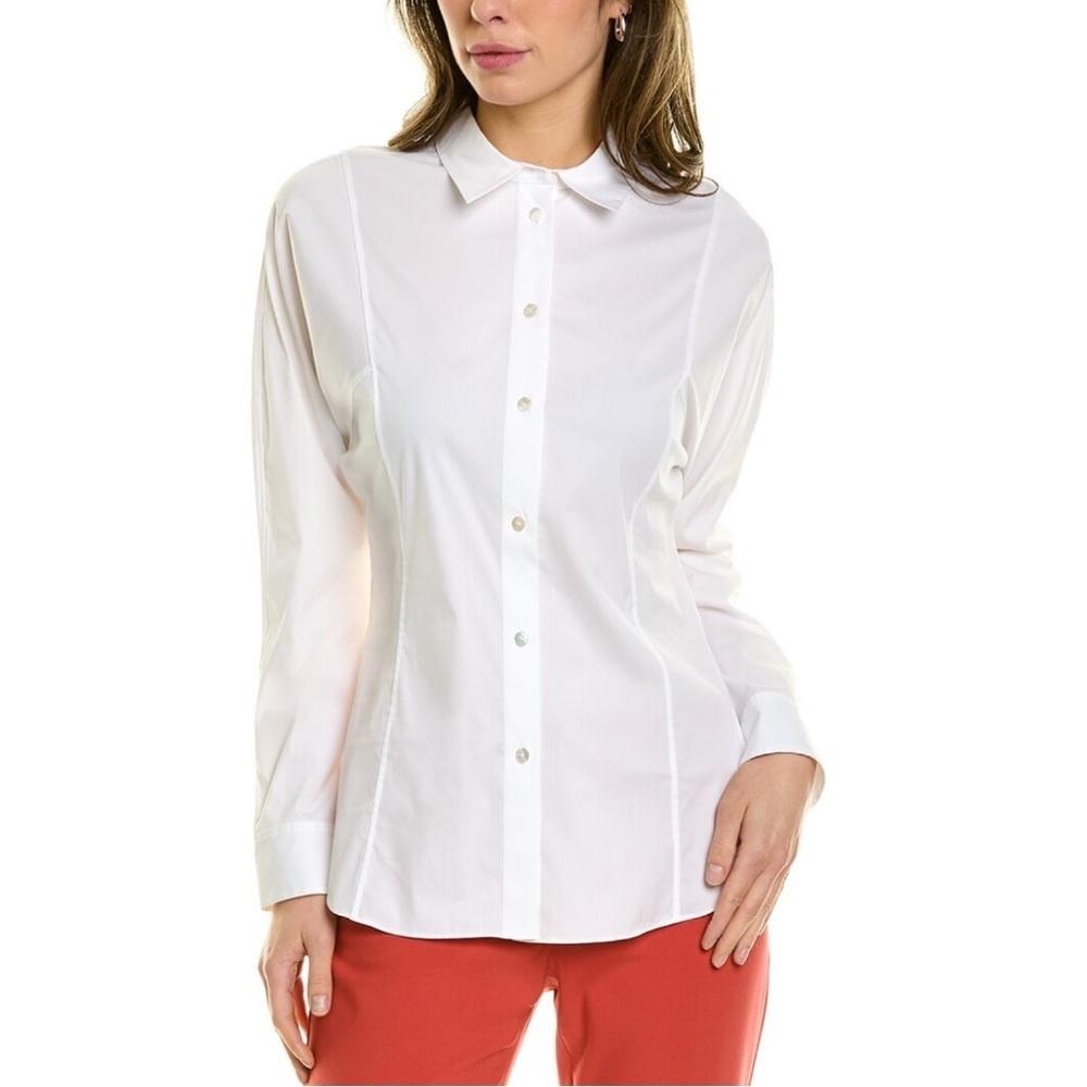 Theory Seam Cinch Button Down Shirt in White- XS.